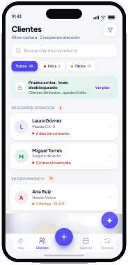 Cartera de clientes con semáforo